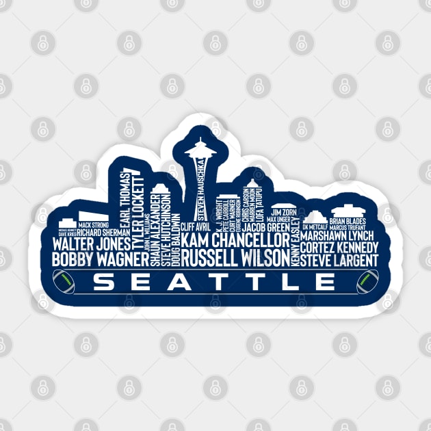 Seattle Football Team All Time Legends, Seattle City Skyline Sticker by Legend Skyline